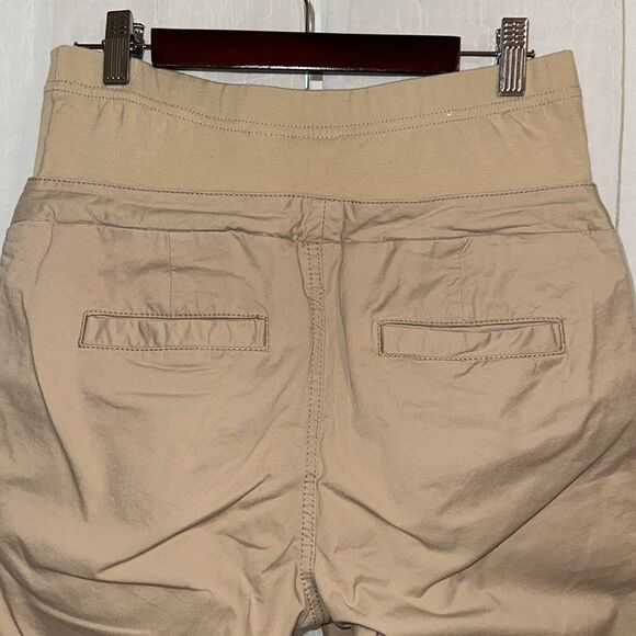 ON XS Full Panel Waist Tan Cotton Maternity Stretch Bermuda Shorts - Picture 4 of 12